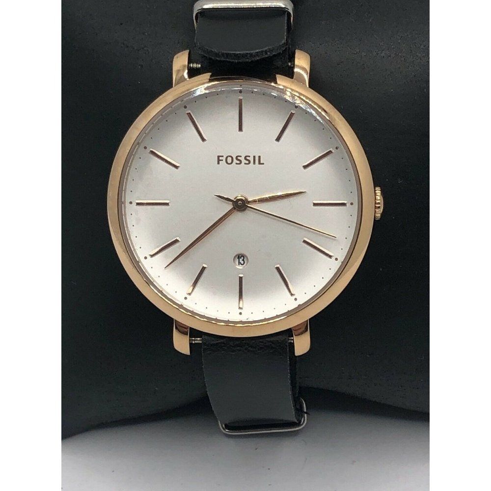 Fossil ES4474 Women's Black Leather Analog White D
